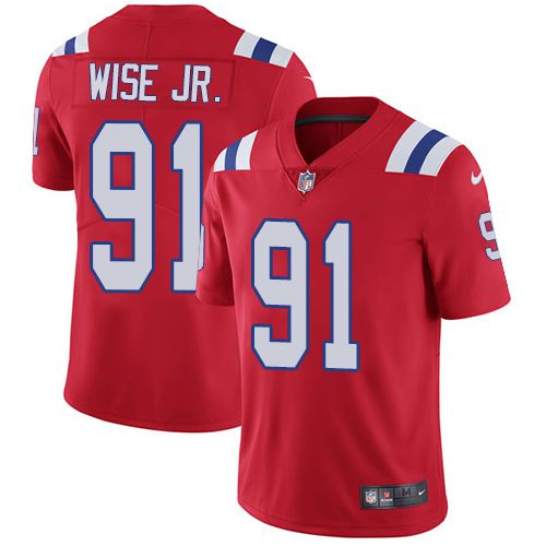 Men New England Patriots #91 Deatrich Wise jr Nike Red Vapor Limited NFL Jersey